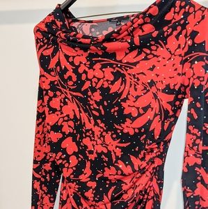 CHAUS RED/BLACK DRESS BLOUSE